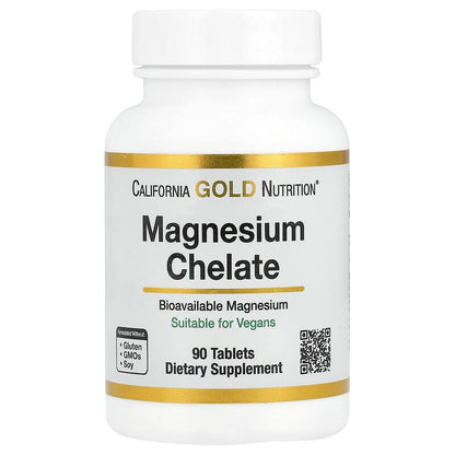 California Gold Nutrition, Quelato de magnesio con calcio, 90 comprimidos