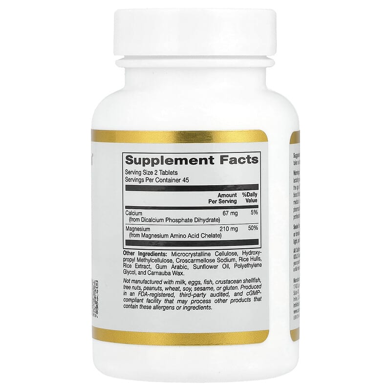 California Gold Nutrition, Quelato de magnesio con calcio, 90 comprimidos